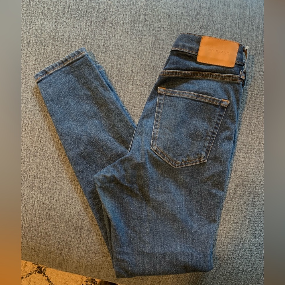 Everlane High Rise Skinny Ankle Jeans Mid Blue